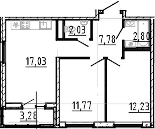 2-комнатная квартира 53.64 м², 16/18 эт., ЖК «Город Первых»